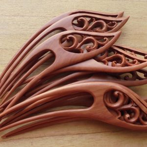 2-Prong Organic Wooden Hair Stick – Handmade Saba Wood Hair Fork and Hair Pin