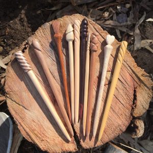 Hand Carved Wooden Hair Pins – Set of 3, Locally Sourced Natural Wood Hair Accessories