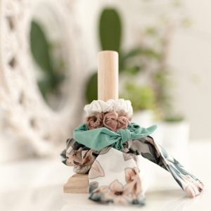 Unsealed Wooden Scrunchie Holder – Natural Pine Hair Tie Organizer Stand